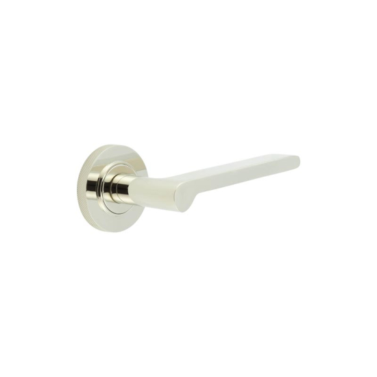 Frelan Burlington Fitzrovia Door Handle on Knurled Outer Rose Polished Nickel BUR15KIT161 Consist of BUR15PN and BUR55PN