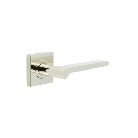 Frelan Burlington Fitzrovia Door Handle on Square Plain Outer Rose Polished Nickel BUR15KIT162 Consist of BUR15PN and BUR150PN