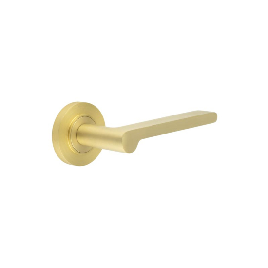 Frelan Burlington Fitzrovia Door Handle on Plain outer Rose Satin Brass BUR15KIT235 Consist of BUR15SB and BUR50SB