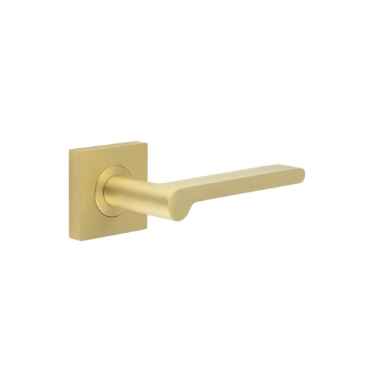 Frelan Burlington Fitzrovia Door Handle on Square Plain Outer Rose Satin Brass BUR15KIT240 Consist of BUR15SB and BUR150SB