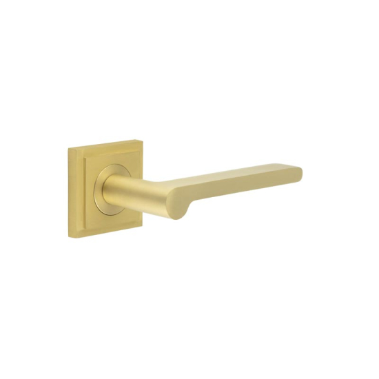 Frelan Burlington Fitzrovia Door Handle on Square Stepped Outer Rose Satin Brass BUR15KIT241 Consist of BUR15SB and BUR152SB