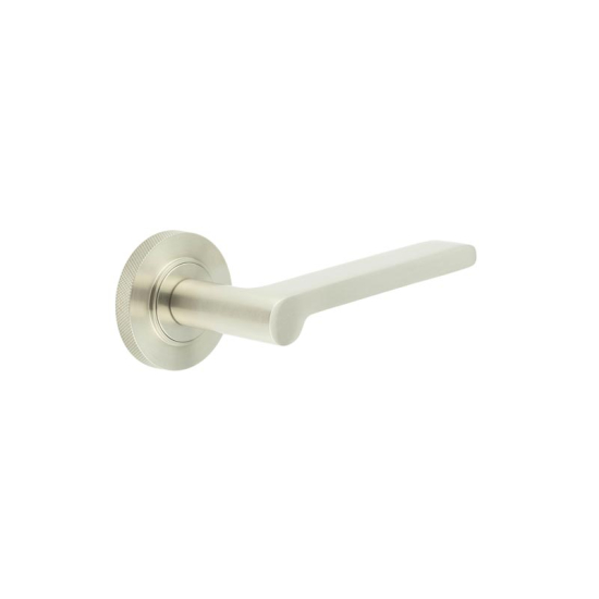 Frelan Burlington Fitzrovia Door Handle on Knurled Outer Rose Satin Nickel BUR15KIT317 Consist of BUR15SN and BUR55SN
