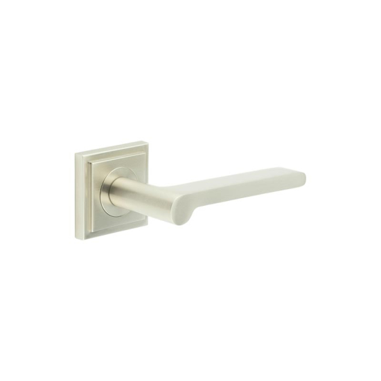 Frelan Burlington Fitzrovia Door Handle on Square Stepped Outer Rose Satin Nickel BUR15KIT319 Consist of BUR15SN and BUR152SN