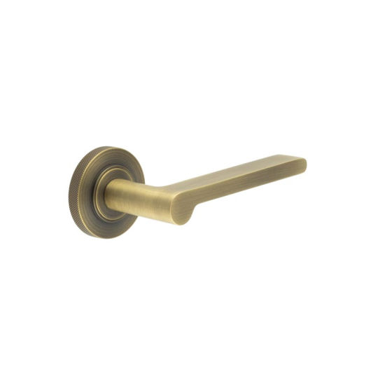 Frelan Burlington Fitzrovia Door Handle on Knurled Outer Rose Antique Brass BUR15KIT5 Consist of BUR15AB and BUR55AB