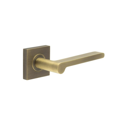 Frelan Burlington Fitzrovia Door Handle on Square Plain Outer Rose Antique Brass BUR15KIT6 Consist of BUR15AB and BUR150AB