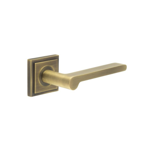 Frelan Burlington Fitzrovia Door Handle on Square Stepped Outer Rose Antique Brass BUR15KIT7 Consist of BUR15AB and BUR152AB
