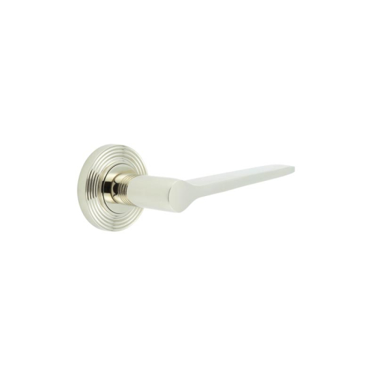 Frelan Burlington Knightsbridge Door Handle on Reeded outer Rose Polished Nickel BUR20KIT160 Consist of BUR20PN and BUR53PN