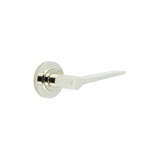 Frelan Burlington Knightsbridge Door Handle on Knurled Outer Rose Polished Nickel BUR20KIT161 Consist of BUR20PN and BUR55PN