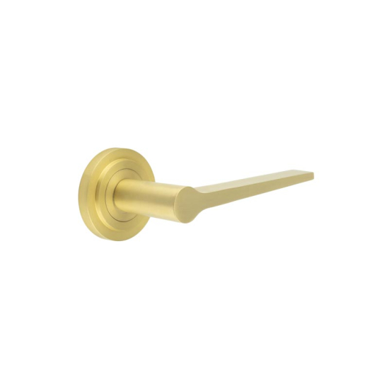 Frelan Burlington Knightsbridge Door Handle on Stepped outer Rose Satin Brass BUR20KIT237 Consist of BUR20SB and BUR52SB