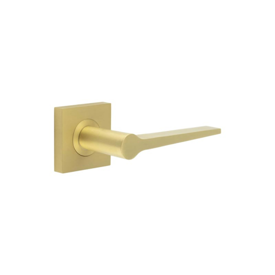 Frelan Burlington Knightsbridge Door Handle on Square Plain Outer Rose Satin Brass BUR20KIT240 Consist of BUR20SB and BUR150SB
