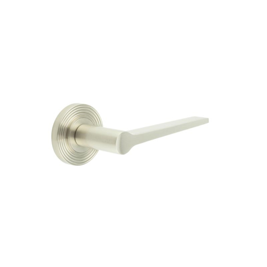 Frelan Burlington Knightsbridge Door Handle on Reeded outer Rose Satin Nickel BUR20KIT316 Consist of BUR20SN and BUR53SN