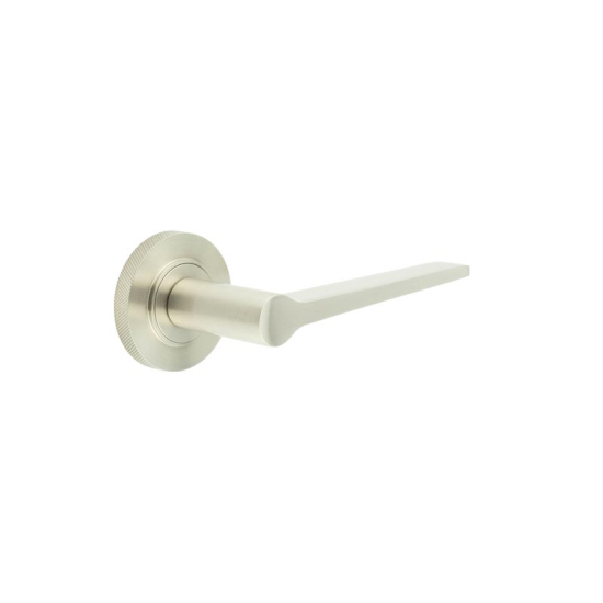 Frelan Burlington Knightsbridge Door Handle on Knurled Outer Rose Satin Nickel BUR20KIT317 Consist of BUR20SN and BUR55SN