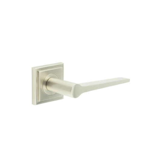 Frelan Burlington Knightsbridge Door Handle on Square Stepped Outer Rose Satin Nickel BUR20KIT319 Consist of BUR20SN and BUR152SN