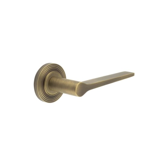 Frelan Burlington Knightsbridge Door Handle on Reeded outer Rose Antique Brass BUR20KIT4 Consist of BUR20AB and BUR53AB