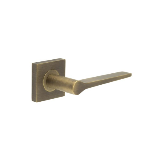 Frelan Burlington Knightsbridge Door Handle on Square Plain Outer Rose Antique Brass BUR20KIT6 Consist of BUR20AB and BUR150AB