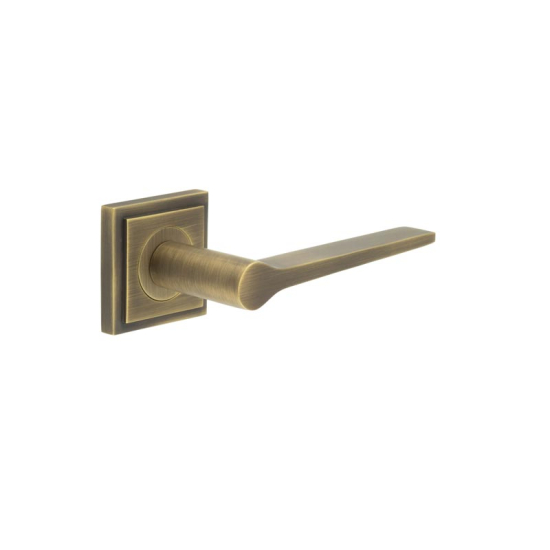 Frelan Burlington Knightsbridge Door Handle on Square Stepped Outer Rose Antique Brass BUR20KIT7 Consist of BUR20AB and BUR152AB