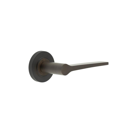 Frelan Burlington Knightsbridge Door Handle on Knurled Outer Rose Dark Bronze BUR20KIT83 Consist of BUR20DB and BUR55DB