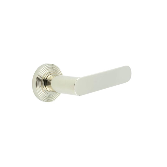 Frelan Burlington Kensington Door Handle on Reeded outer Rose Polished Nickel BUR25KIT160 Consist of BUR25PN and BUR53PN