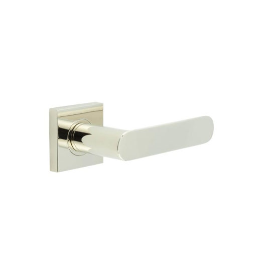 Frelan Burlington Kensington Door Handle on Square Plain Outer Rose Polished Nickel BUR25KIT162 Consist of BUR25PN and BUR150PN