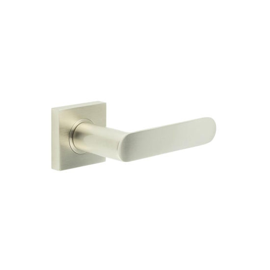 Frelan Burlington Kensington Door Handle on Square Plain Outer Rose Satin Nickel BUR25KIT318 Consist of BUR25SN and BUR150SN