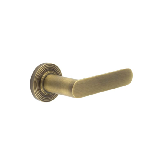Frelan Burlington Kensington Door Handle on Reeded outer Rose Antique Brass BUR25KIT4 Consist of BUR25AB and BUR53AB