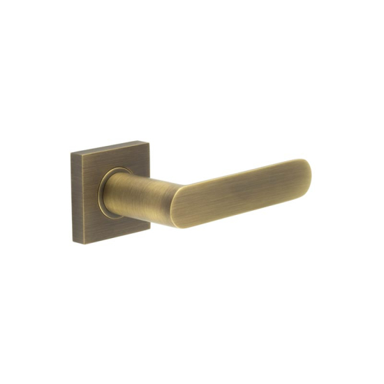 Frelan Burlington Kensington Door Handle on Square Plain Outer Rose Antique Brass BUR25KIT6 Consist of BUR25AB and BUR150AB