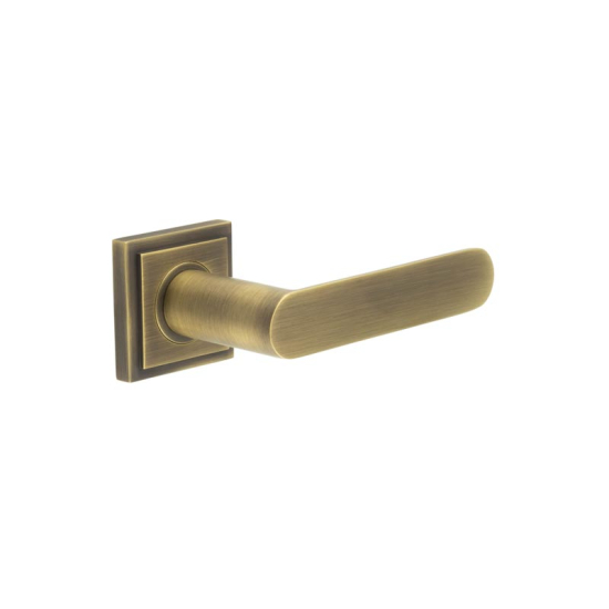 Frelan Burlington Kensington Door Handle on Square Stepped Outer Rose Antique Brass BUR25KIT7 Consist of BUR25AB and BUR152AB