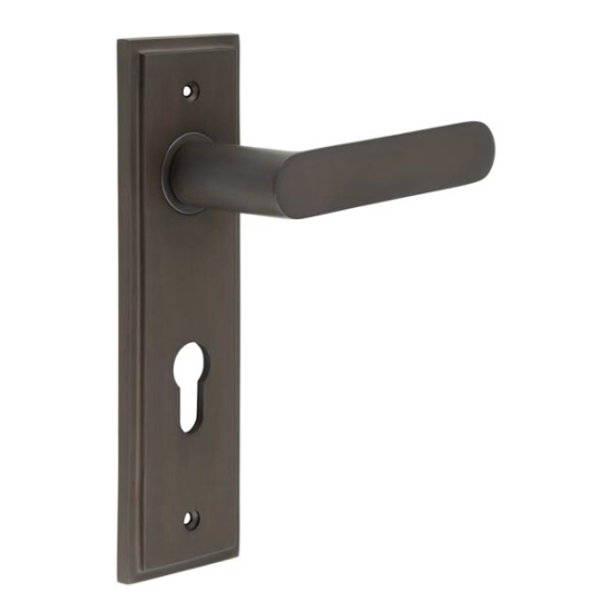 Frelan Burlington Kensington Lever on PlateDin Euro Profile Lock Plate Dark Bronze BUR25KIT90 Consist of BUR25DB and BUR455DB