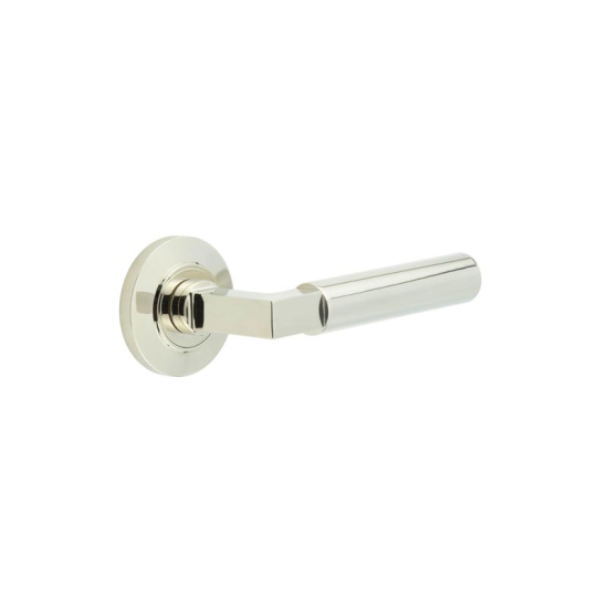 Frelan Burlington Westminster Door Handle on Chamfered outer Rose Polished Nickel BUR30KIT158 Consist of BUR30PN and BUR51PN