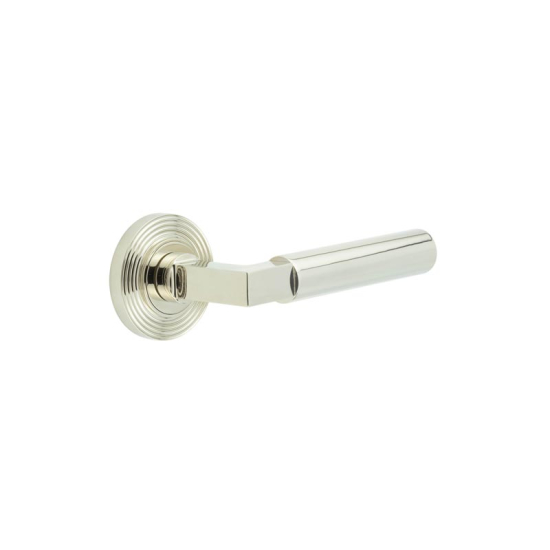 Frelan Burlington Westminster Door Handle on Reeded outer Rose Polished Nickel BUR30KIT160 Consist of BUR30PN and BUR53PN