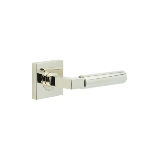 Frelan Burlington Westminster Door Handle on Square Plain Outer Rose Polished Nickel BUR30KIT162 Consist of BUR30PN and BUR150PN