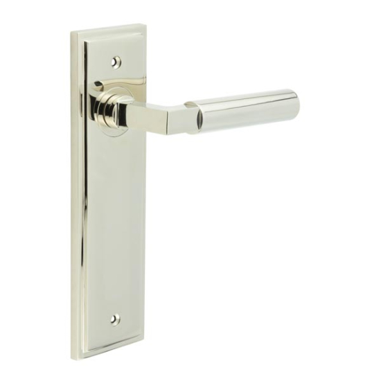 Frelan Burlington Westminster Door Handle on Latch Plate Polished Nickel BUR30KIT164 Consist of BUR30PN and BUR450PN