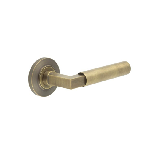 Frelan Burlington Westminster Door Handle on Chamfered outer Rose Antique Brass BUR30KIT2 Consist of BUR30AB and BUR51AB