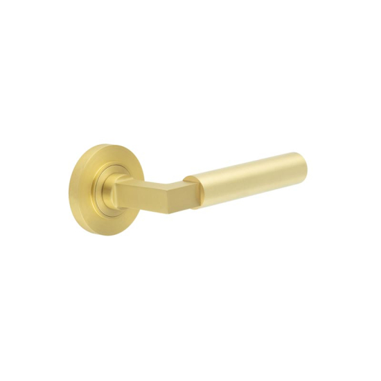 Frelan Burlington Westminster Door Handle on Plain outer Rose Satin Brass BUR30KIT235 Consist of BUR30SB and BUR50SB