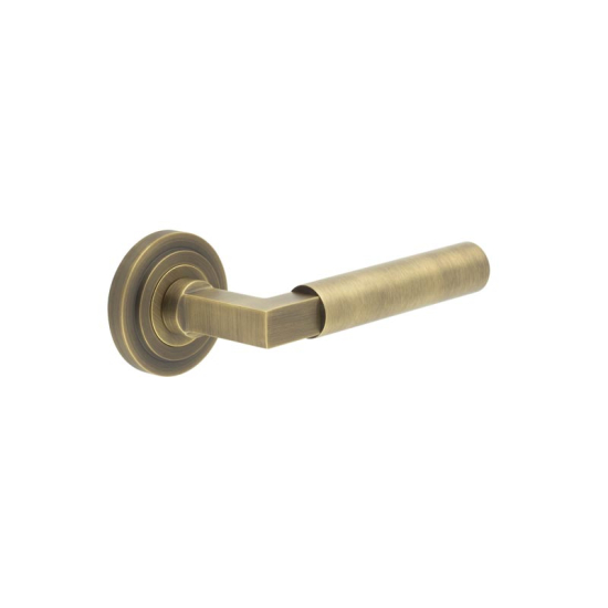Frelan Burlington Westminster Door Handle on Stepped outer Rose Antique Brass BUR30KIT3 Consist of BUR30AB and BUR52AB