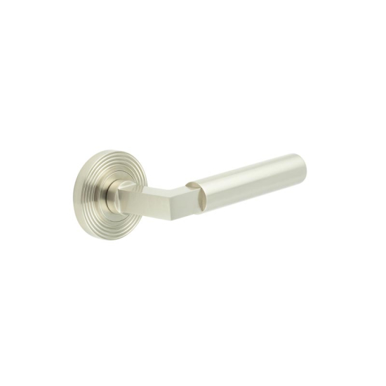 Frelan Burlington Westminster Door Handle on Reeded outer Rose Satin Nickel BUR30KIT316 Consist of BUR30SN and BUR53SN