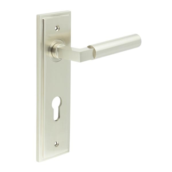Frelan Burlington Westminster Door Handle on Din Euro Profile Lock Plate Satin Nickel BUR30KIT324 Consist of BUR30SN and BUR455SN