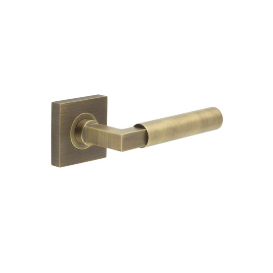Frelan Burlington Westminster Door Handle on Square Plain Outer Rose Antique Brass BUR30KIT6 Consist of BUR30AB and BUR150AB