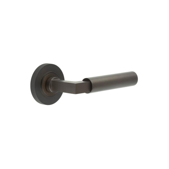 Frelan Burlington Westminster Door Handle on Knurled Outer Rose Dark Bronze BUR30KIT83 Consist of BUR30DB and BUR55DB