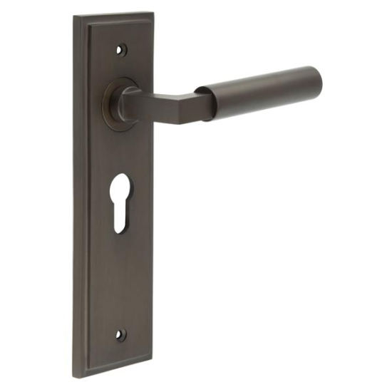 Frelan Burlington Westminster Door Handle on Euro Profile Lock Plate Dark Bronze BUR30KIT89 Consist of BUR30DB and BUR454DB