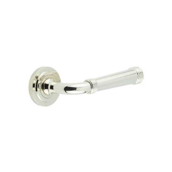 Frelan Burlington Highgate Door Handle on Stepped outer Rose Polished Nickel BUR35KIT159 Consist of BUR35PN and BUR52PN