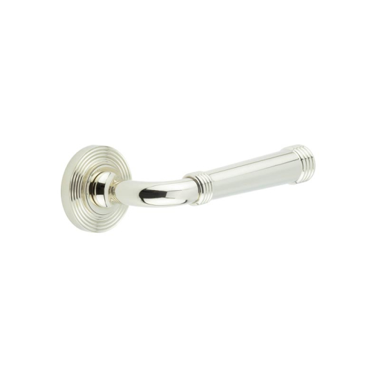 Frelan Burlington Highgate Door Handle on Reeded outer Rose Polished Nickel BUR35KIT160 Consist of BUR35PN and BUR53PN