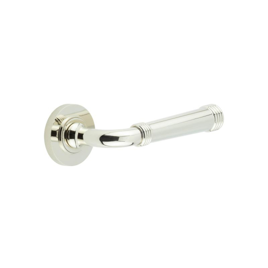 Frelan Burlington Highgate Door Handle on Knurled Outer Rose Polished Nickel BUR35KIT161 Consist of BUR35PN and BUR55PN