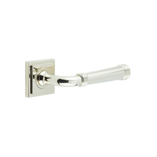 Frelan Burlington Highgate Door Handle on Square Stepped Outer Rose Polished Nickel BUR35KIT163 Consist of BUR35PN and BUR152PN