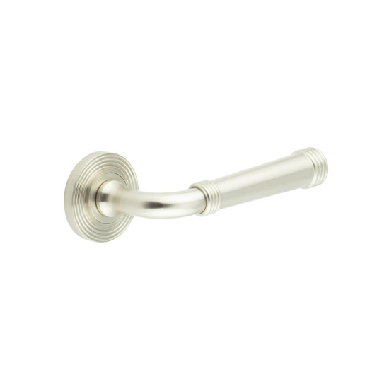 Frelan Burlington Highgate Door Handle on Reeded outer Rose Satin Nickel BUR35KIT316 Consist of BUR35SN and BUR53SN