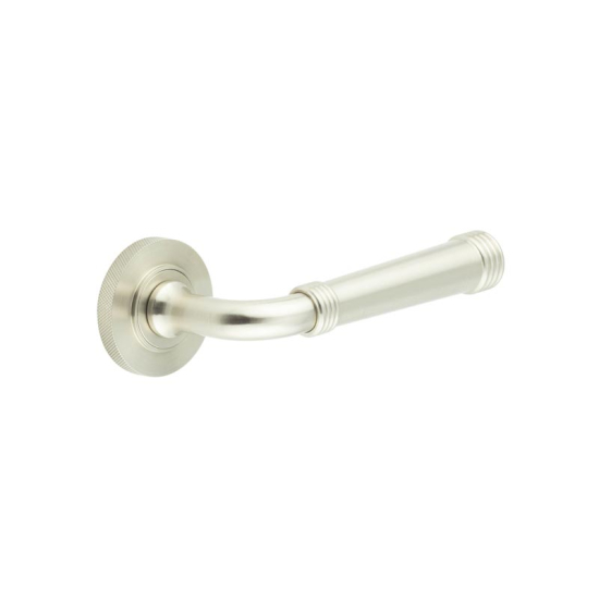 Frelan Burlington Highgate Door Handle on Knurled Outer Rose Satin Nickel BUR35KIT317 Consist of BUR35SN and BUR55SN
