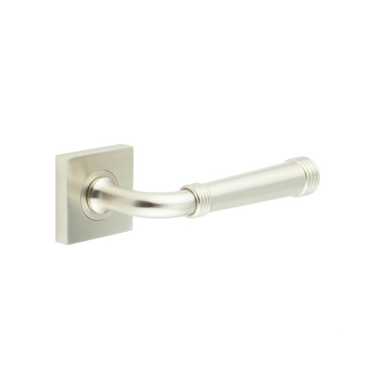 Frelan Burlington Highgate Door Handle on Square Plain Outer Rose Satin Nickel BUR35KIT318 Consist of BUR35SN and BUR150SN