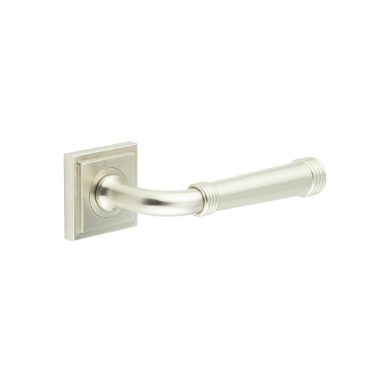 Frelan Burlington Highgate Door Handle on Square Stepped Outer Rose Satin Nickel BUR35KIT319 Consist of BUR35SN and BUR152SN