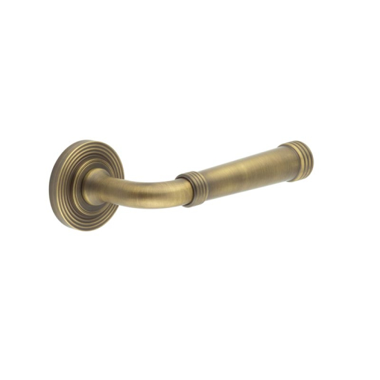 Frelan Burlington Highgate Door Handle on Reeded outer Rose Antique Brass BUR35KIT4 Consist of BUR35AB and BUR53AB