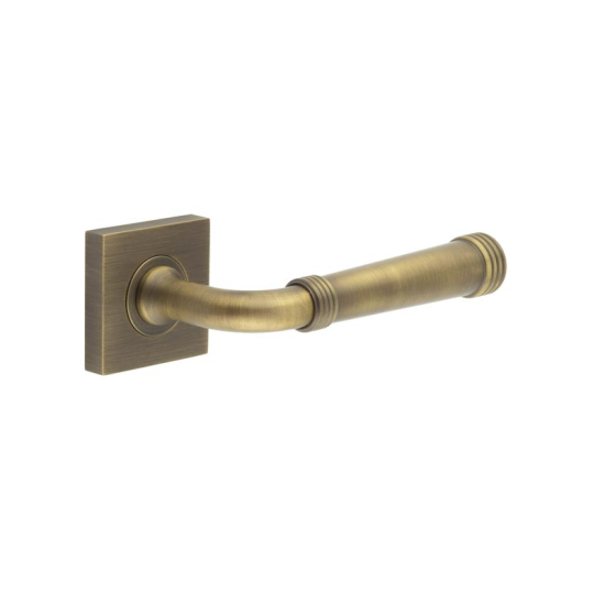 Frelan Burlington Highgate Door Handle on Square Plain Outer Rose Antique Brass BUR35KIT6 Consist of BUR35AB and BUR150AB